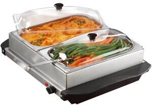 Brentwood 2-Pan Buffet Server & Electric Warming Tray 1.5 QT Stainless Steel NIB